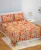 Exquisite floral print in shades of orange on beige  double bedsheet