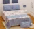Exquisite greyish blue on white floral premium  twill cotton double bedsheet with two pillow covers
