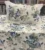 Exquisite floral print in blue on cream pure cotton double bedsheet and two pillow covers decorated with beautiful double lace