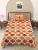 orange, red, cream ajark print in pure premium cotton on single bedsheet with one pillow cover