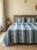 Elegant striped design in grey, blue and white on cotton handloom double bedsheet with two pillow covers