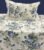 Exquisite floral print in blue on cream pure cotton double bedsheet and two pillow covers decorated with beautiful double lace