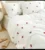 Exquisite embroidered cotton bedsheet with red flowers on white in premium cotton bedsheet along with two pillow covers
