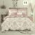 Exquisite floral print in beige on double bedsheet and two pillow covers
