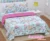 Exquisite print in pink and yellow on blue premium twill cotton double bedsheet with two pillow covers