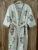 Exquisite handblock print in blue on white waffle cotton unisex bathrobe