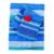 Elegant blue, grey and turquoise striped cotton handloom double bedsheet with two pillow covers—premium