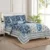 Exquisite paisley print in blue and white on  premium cotton double  bedsheet and two pillow covers