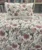Exquisite floral print in pink on cream pure cotton double bedsheet and two pillow covers decorated with beautiful double lace