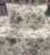Exquisite floral rose print in pink on cream pure cotton double bedsheet and two pillow covers decorated with beautiful double lace