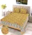 Mustard and brown floral double bedsheet in cotton with two pillow covers