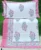 Exquisite big booti floral print in pink and green on white premium cotton double bedsheet and two pillow covers