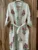 Exquisite handblock booti print in pink and green on white waffle cotton unisex bathrobe