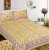 Yellow, mustard floral double bedsheet in cotton with two pillow covers